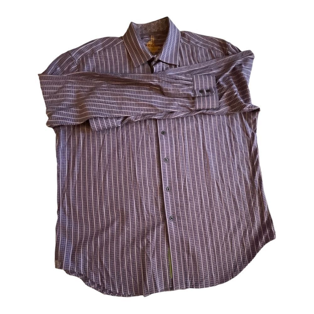 Robert Graham Men’s Purple Button Up long sleeve Dress Shirt Size 2XL - Picture 11 of 16